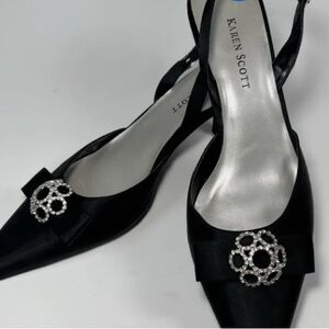 Karen Scott Black Heels with Silver Accents